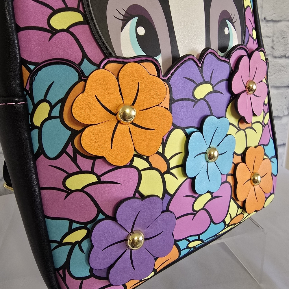 Loungefly Bambi Flower Mini Backpack Floral Blooms Colorful Disney Bag New - Picture 3 of 16